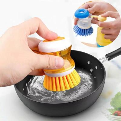 China Removable Liquid Kitchen Soap Dispenser Sponge Brush Dishwasher Dispenser Dish Cleaner Dispenser Cleaning Brush for sale