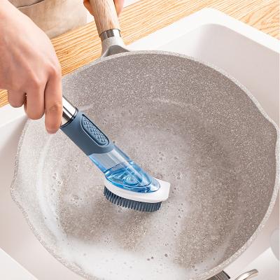 China Kitchen Viable Pot Tools Dispenser Dish Washing Cleaning Brush Set With Brush Head Sponge Soap Dispenser Removable Brush for sale