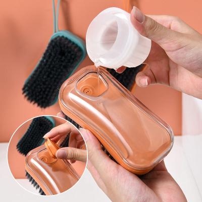 China Functional Workable Push Button Hand Cleaning Brush Kitchen Sink Dish Dish Brush with Soap Dispenser Liquid for sale