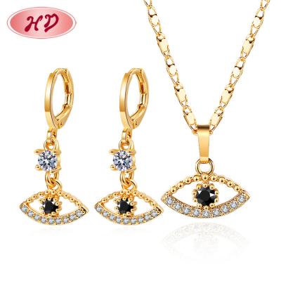 China Iconic Collection FASHIONABLE Women's Hengdian Evil Eye Jewelry Artificial Brass Necklace and Earrings Sets for Women Ladies for sale