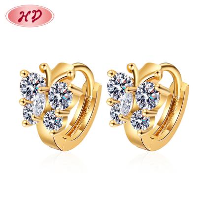 China Fashionable New Top Jewelry Butterfly Huggie Earrings High Polished Circle Earring 18k Hypoallergenic Gold AAA Stable Zircon for sale