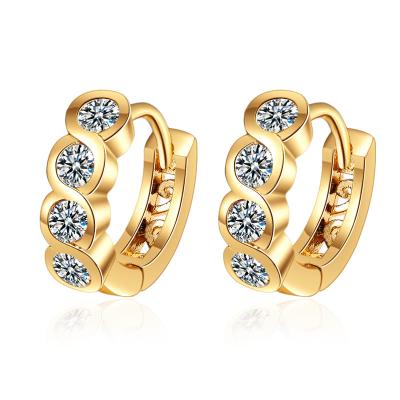 China FASHIONABLE Eternal Classic American Trendy Huggie Earrings Four Diamonds Sign Sparkle Circle Earrings Small Pierced Jewelry for sale