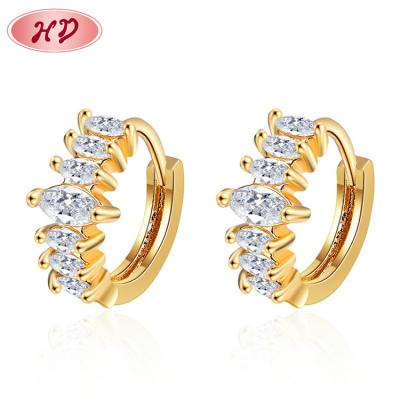 China TRENDY bulk jewelry for sale 18kgp gold women chunky ear huggies rainbow baguette circle huggie earrings D.C.A. CZ for sale