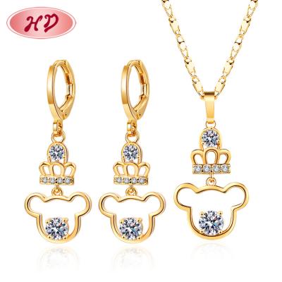 China Fashion TRENDY Hot Selling Jewelry Sets Diamond Bear Earrings Necklaces Pendants Sets Wholesale For Women for sale