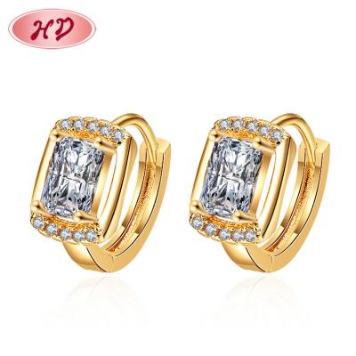 China TRENDY 18k Gold Plated Brass Women Ear Tops Tasty Simple AAA Cubic Zirconia Huggie Earrings Ear Piercings With For Women for sale