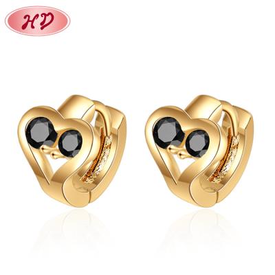 China FASHIONABLE Plated Black Pink Green White Individual Design Heart Eye Jewelry Snake Cubic Zirconia Huggie Earrings For Women for sale