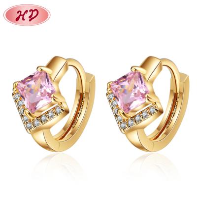 China Hot Sale TRENDY On Grace Amazon Stone Big Fine Jewelry Classic Fancy Tasty CZ Huggie Earrings For Women Good Quality for sale