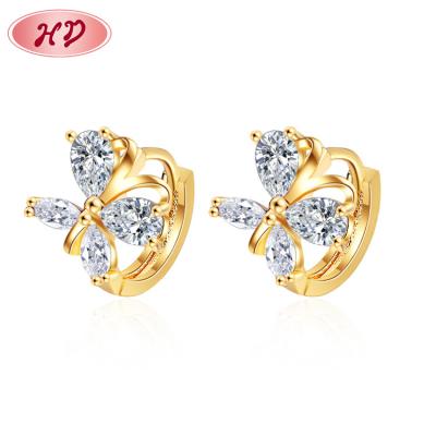 China Pretty FASHIONABLE jewelry joyas 18k gold plated brass coated butterfly CZ zirconia earrings piercing circles huggies for women for sale