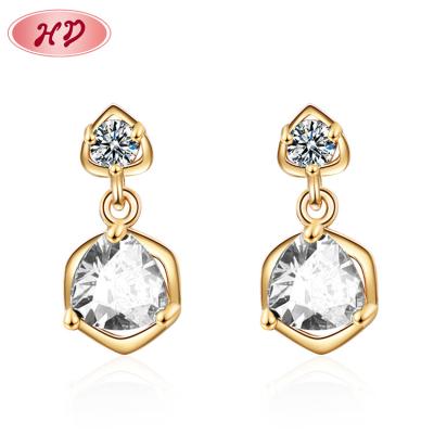 China Trendy Top Trending Jewelry on Amazon Diamond Gold Stud Earrings Dangle Elegant Pierced Loose Earrings Zircon 18k Purple Gold for sale