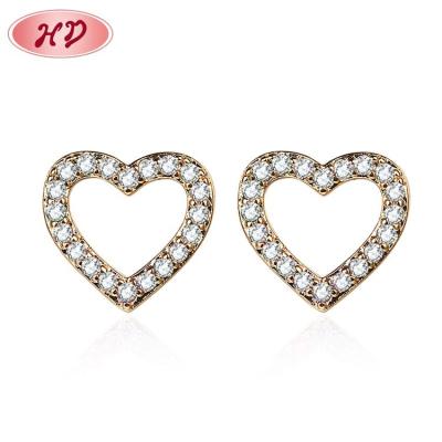 China FASHIONABLE Amazon Carat 18k Gold Plated Zircon Trendy Romantic Small Fashion Ear Stud Earrings Heart Shaped Bisuteria for sale