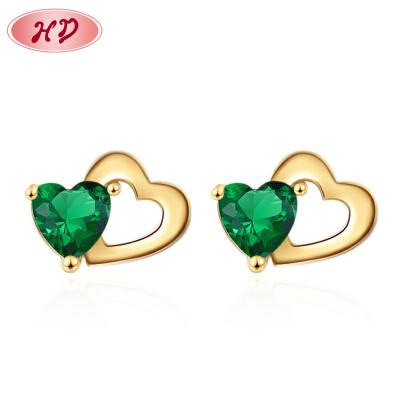 China Hot Selling Custom Hot Selling Heart Shaped Earrings TRENDY Elegant Classic Zircon Stud Earrings 18k Gold Plated Brass Earring For Women for sale