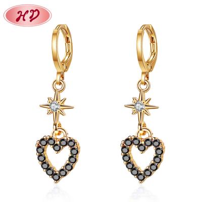 China Chic fashion bones jewelry china-by-wholesale TRENDY cute long dangle heart earrings to drop zircon essential jewelry gold plated for sale