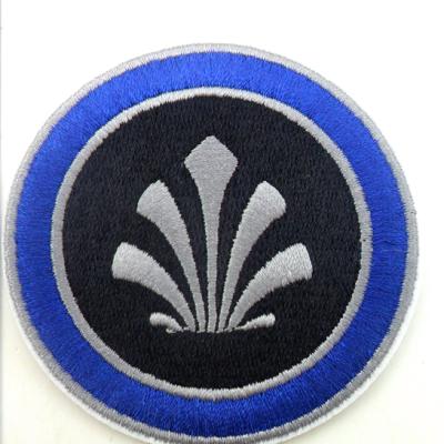 China Other design personally circular polyester logo merrow stick on for clothing hat shoes custom embroidery patches for sale