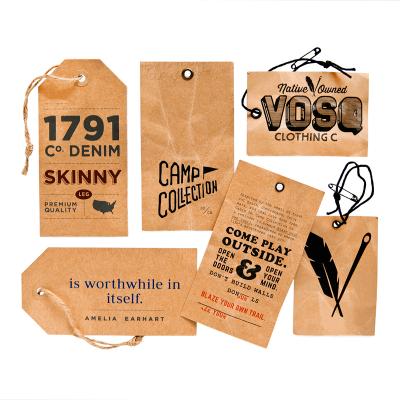 China Sustainable luxury hang tag garment kraft paper jewelry clothes printing logo hang tag label clothing hang tags for sale