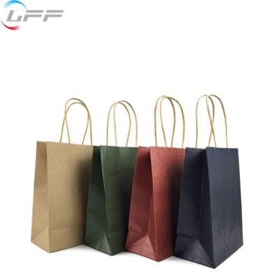 China Recyclable Custom Print Take Away Cheap Kraft Paper Bag With Handle for sale