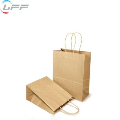 China Recyclable Custom Logo Recycled Cheap Takeaway Shopping Brown Paper Tote Bag With Handle for sale