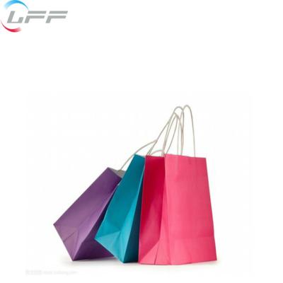 China Recyclable Low Cost Custom Logo Shop Take Away White Pink Paper Bag For Packaging for sale