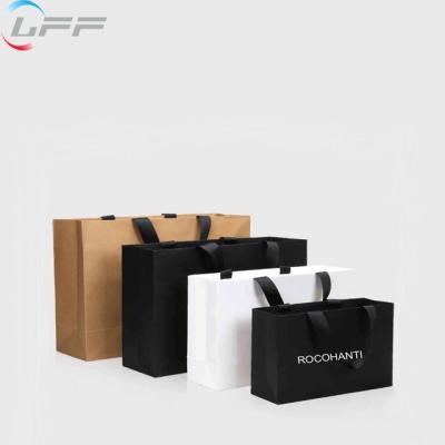 China Supplier Eco Friendly Shopping Luxury Logo Black Luster Custom Paper Bag Recyclable With Handle for sale