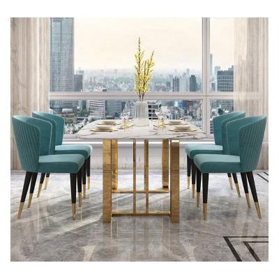 China Luxury Modern Luxury Dining Table Sets 4 Seater Rectangular Dining Table With Chairs Restaurant Furniture Table Marble Top Chairs for sale