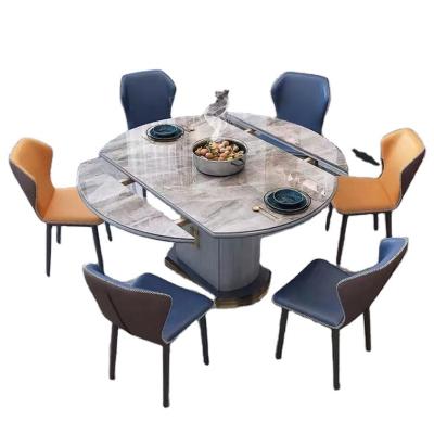 China Comfortable Dining Table and Chair Set Luxury Modern Marble Texture Restaurant Furniture Dining Table Set Home Dining Table Set for sale