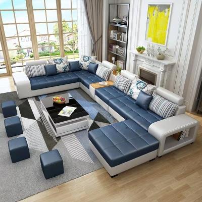 China Large Comfortable Home L Shape Corner Sofa With Movable Headrest Modern Leather Sofa Chaise Longue U Shape Sectional Sofa for sale