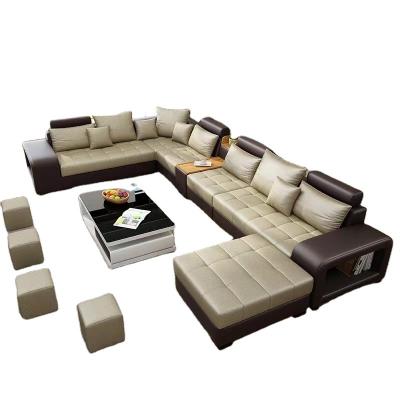 China 2022 Comfortable Furniture Factory Corner Sofa Living Room Sofas Bed Set Leather Couch Long U Shape Sectional Sofa for sale