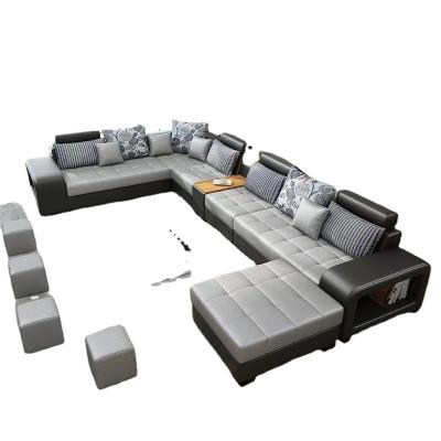 China Best Price Modern Design Comfortable Sofa U Shape Living Room Sofa Sets Luxury Leather Sectional Sleeper Sofas for sale