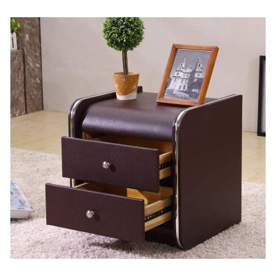 China Storage Function Factory Price Modern Design Upholstered Home Furniture With 2 Drawer PU Leather Nightstand Bedside Table for sale