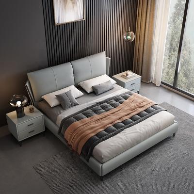 China Hot Selling Expandable Leather King Leather Bed Frame China Bedroom Metal Bed for sale