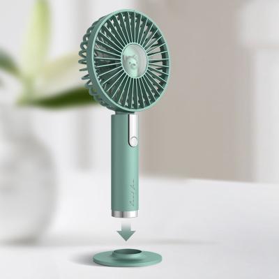 China Portable Air Conditioner Rechargeable Electric Fans Mini Handheld Portable Fan with Base USB Small Air Cooling Desktop Fans for sale