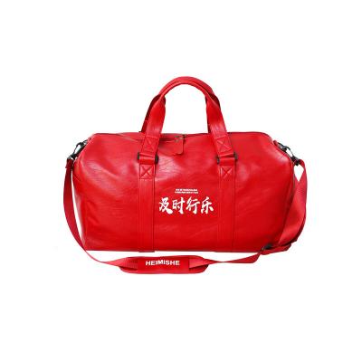 China Travel PU letter gym multifunctional large volume leather design in cubes durable wholesaler packaging your own shoes travel sports bag for sale