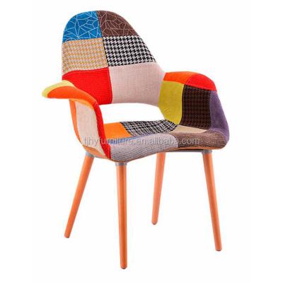 China Camfortable Simple Design Furniture Fabric Leisure Chair Patchwork Armchair for sale