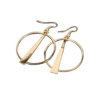 China 2021 TRENDY New Woman Alloy 18k Gold Plated Big Statement Circle Earrings for sale