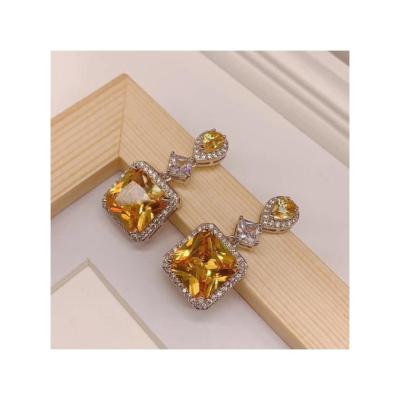 China Fashion TRENDY Silver Statement Crystal Earrings For Woman Jewelry Square Shape Rhinestone Drop Earrings for sale