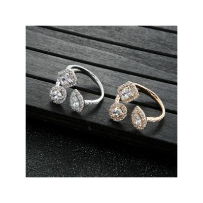 China TRENDY Classic Ring Women Finger Jewelry Open Loops Diamond Link Gold Plated Trendy Cancel Rings for sale