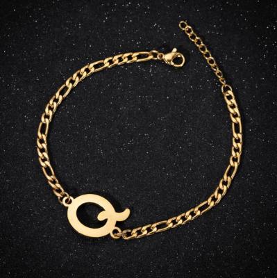 China Hot Product TRENDY Fashion Custom Letter Round Hollow Design Color Gold Pendant Bracelet for sale