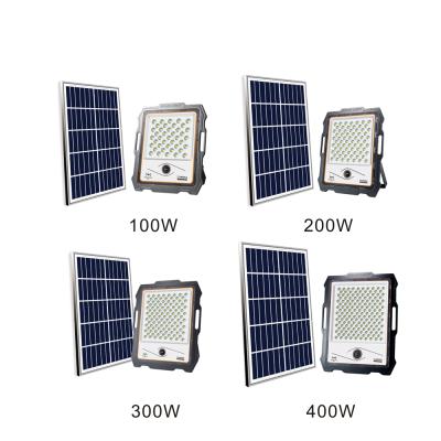 China Hotel Reflector Spotlight 100W 200W 300W 400W Outdoor Aluminum Solar Flood Light With CCTV Camera for sale