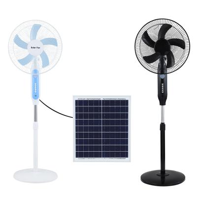 China Hot Selling 9v Solar System 25W Home Summer Solar Powered Rechargeable Fans 16 Inch White Solar Floor Fans With Solar Battery for sale