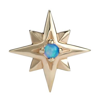 China Wholsales 14K Solid Gold Opal Star Threadless Top Ends Labret Solid Yellow Body Lip Piercing Jewelry for sale