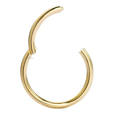 China Clicker Hinged Segment Piercing Ring Body Piercing Jewelry 18g 14 Carat Solid Yellow Gold CLASSIC Gold Septum for sale