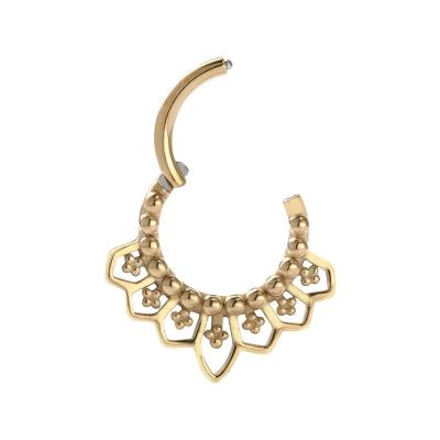 China 16g 14K Yellow Gold Solid Unique Nose Jewelry Septum Clicker Piercing Ring for sale