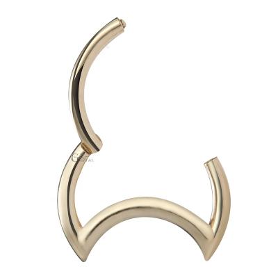 China 16g 14K Solid Gold CLASSIC Yellow Gold Body Piercing Jewelry Crescent Moon Jewelry Septum Clicker for sale