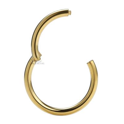 China Clicker Hinged Segment Piercing Ring Body Piercing Jewelry Solid Gold 14Karat Yellow Gold CLASSIC Septum for sale