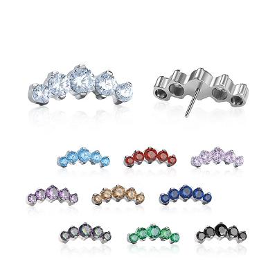 China CLASSIC Giometal 2022 ASTM F136 Titanium Body Jewelry Curved Cluster Threadless Piercing Zircon Gemmed for sale