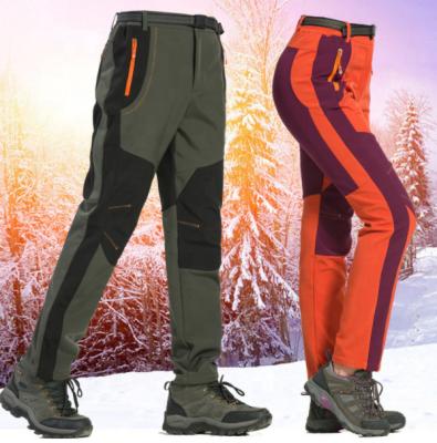 China Anti-Wrinkle Made In China Men&Women Waterproof Windproof Fleece Striped Ski Snow Insulated Pants Hiking Warm, Thick Warm Fleece Pants for sale