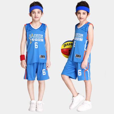 China Antibacterial Children's Basketball Uniform Suit Boys Primary School Training Performance Team Sports Tank Top Uniform Custom for sale