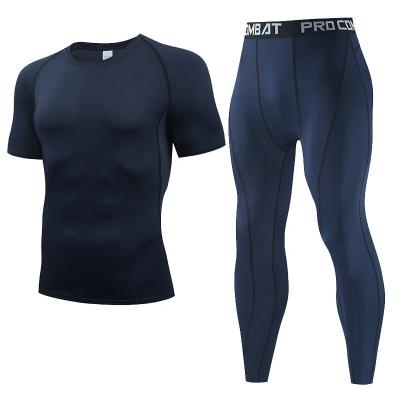 China Breathable Four Way Stretch Gym Training Suit T-shirts+pants 2 pcs sets for sale