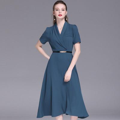 China 2019 Summer Europe export fashion simple design slim casual one-piece dress anti-wrinkle for women for sale