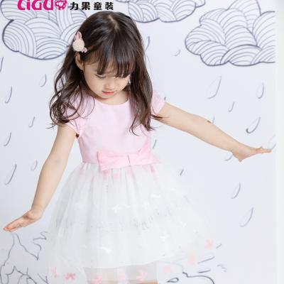 China Viable Baby Clothes Ball Gown Light Princess Dress Party Kids Color Matching Bow Girl Dresses for sale