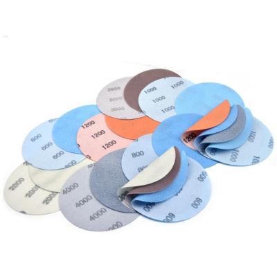 China High Performance 125mm Long Life 5000 Grit Soft FV Film Superfine Hook And Loop Disc Waterproof Sanding Discs For Grinding for sale